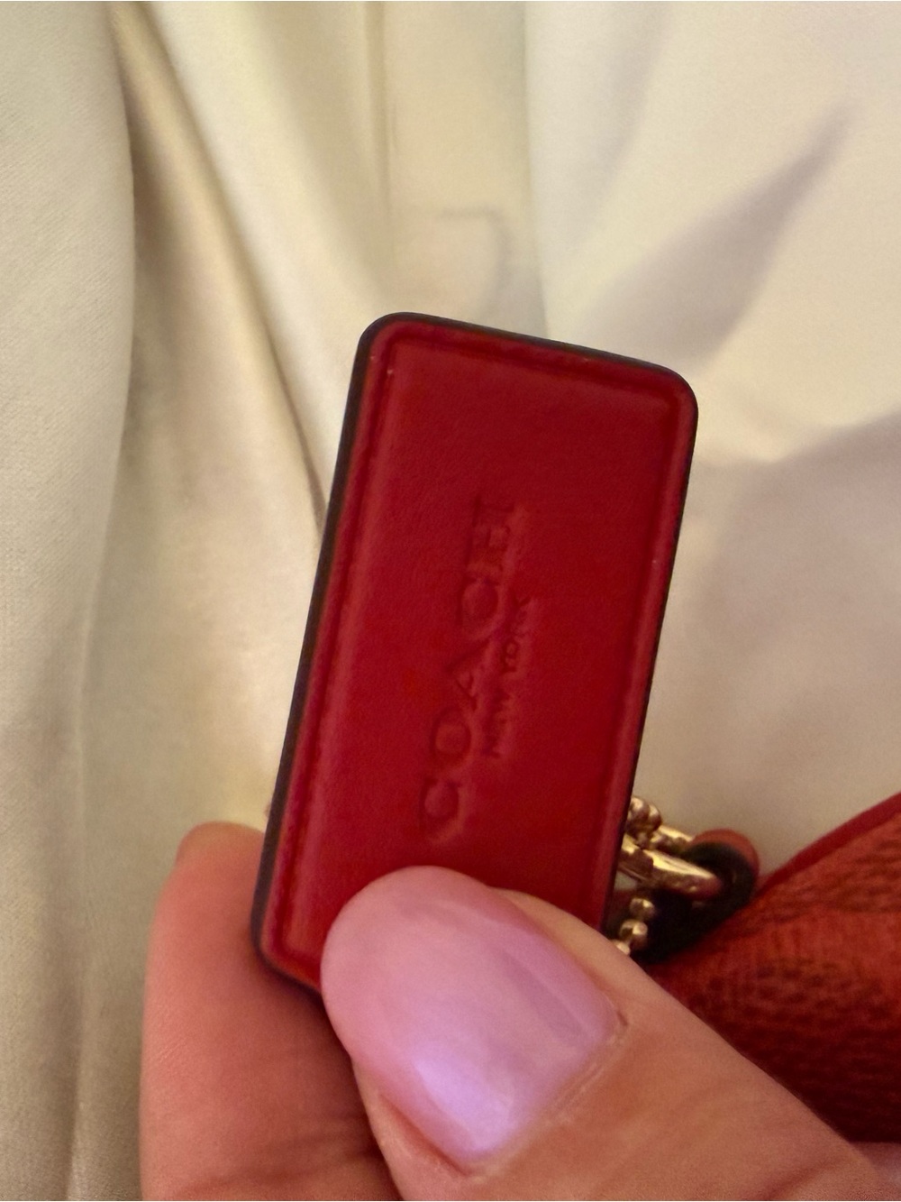 ♥️Coach NWT Crimson Red Signature Canvas Mini Payton Bag / Matching Card Case - Picture 6 of 9